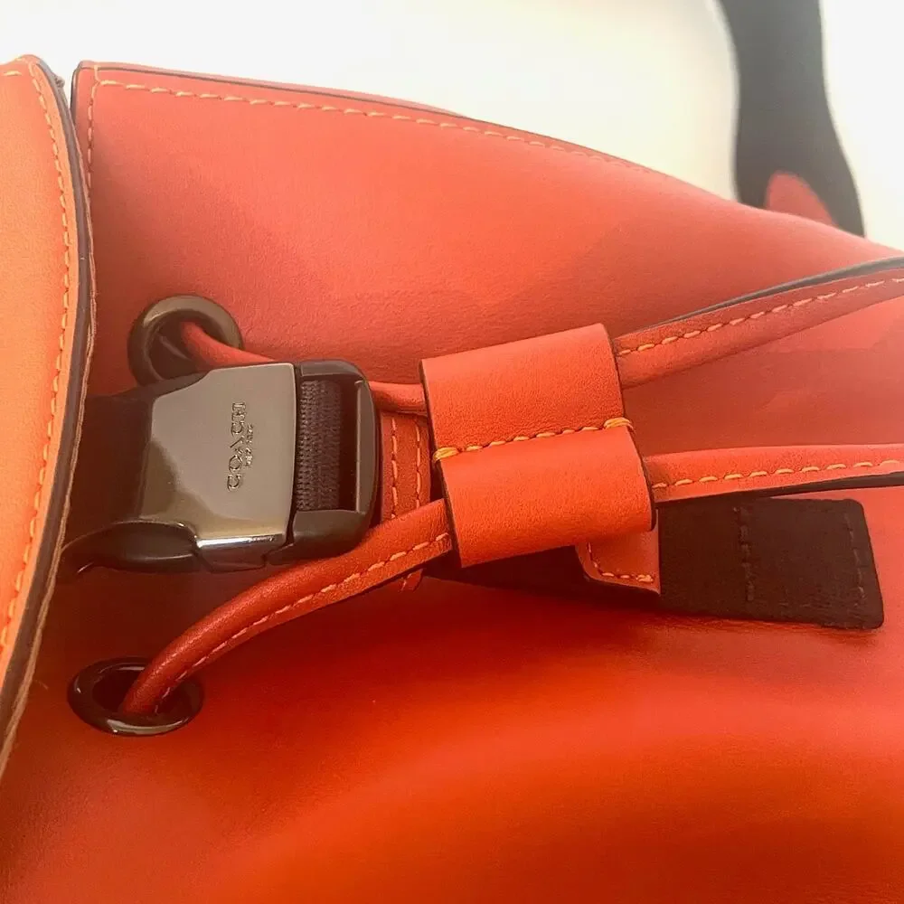 Coach Racer Pack Leather Sling Bag Deep Orange Gunmetal Mens CU111 NWOT